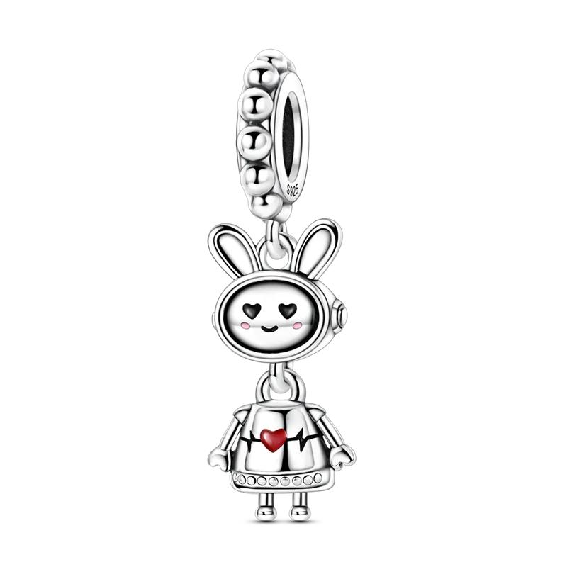 Copper Doll Dog Heart Rubiks Cube Pendants Charm Bead Charms Fixed Clip Bead Compatible With Authentic Bracelets Do It Yourself Jewellery Women Gift