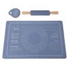 Rolling Pin Pastry Mat Set With Measurements Cutter Anti Slip Thick Silicone Baking Dough Rolling Sheet for Pizza Pies