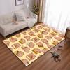 Cute Cartoon Food Pattern Carpet with Capybaras On Beige Background Suitable for Use As an Anti-slip for Living Room Bedroom Sofas