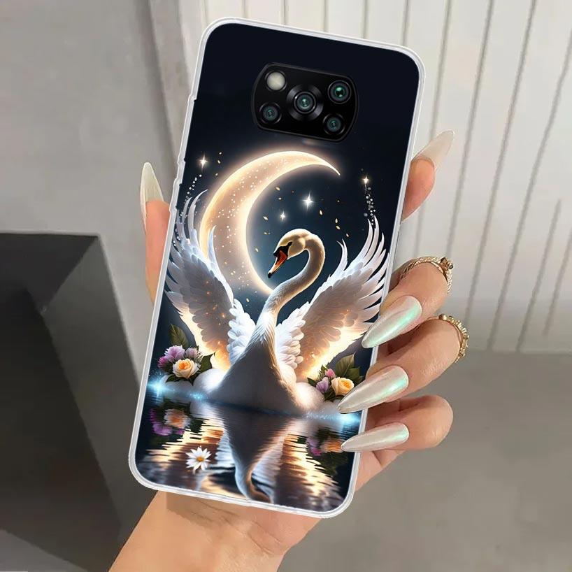 White Swan Grace Art Phone Case for Xiaomi Poco X5 X6 X7 Pro F7 Ultra M7 Redmi 15 15C 13 13C 12 12C 10 10A 10C 9 9A 9C 9T Shell