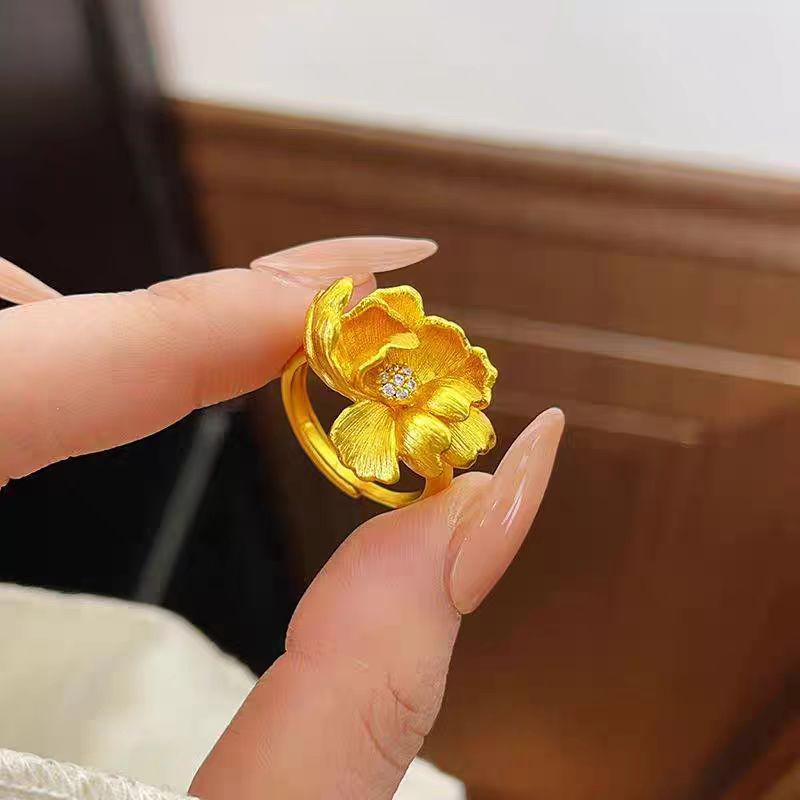 Древнее золотое ожерелье-подвеска с пионом - Ретро-стиль, китайский стиль, женский подарок