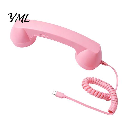 Nostalgic Desktop Decoration Prop Retro Phone Handset for Mobile Phones, Type-C Vintage Wired Handheld Comfortable Grip Telephone Handle Cell Receiver