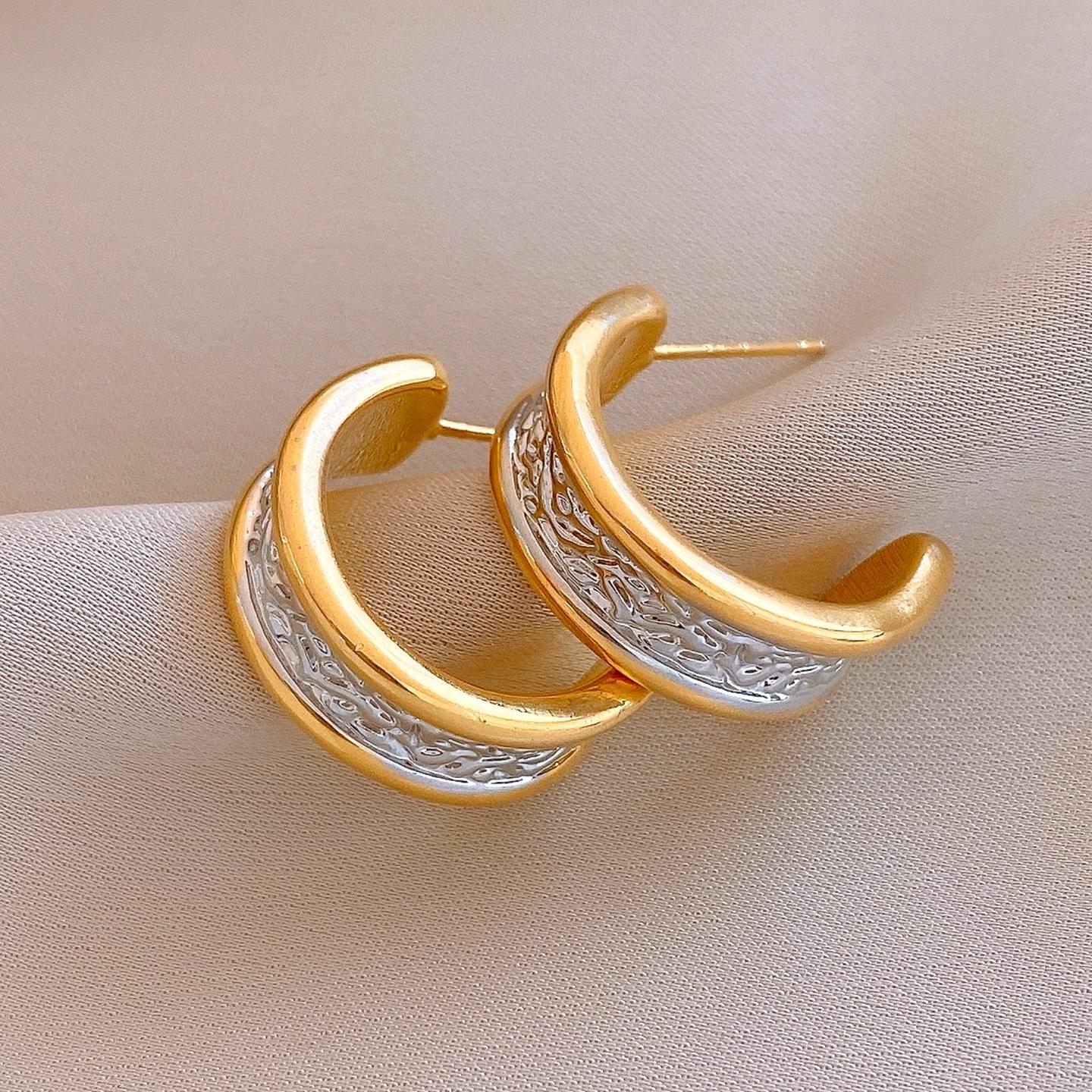 Серьги-гвоздики в форме буквы С, покрытые настоящим 18-каратным золотом, модные и простые серьги, оптовая продажа