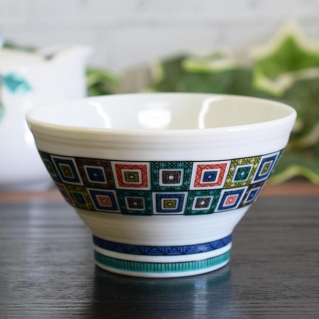 Waza No Kura Kutani Ware Sendan Rice Bowl, Stone-Paved Design, Ceramic, Stylish Japanese Tableware, Perfect for 70th Birthday Gifts