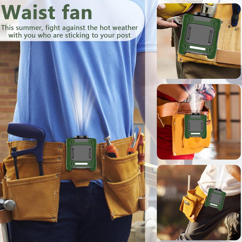 1000mAh Summer Waist Clip On Fan Rechargeable Portable Neck Fan as a Power Bank for Outdoor Sports Work Camping Travel Artifact