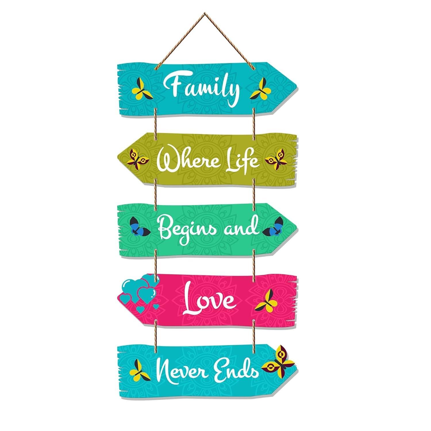 

Family Quotes Decorative Wood Hangers for Living Room | Bedroom | Gifts | Art Pieces for Home Decor | Set of 5 Onesize