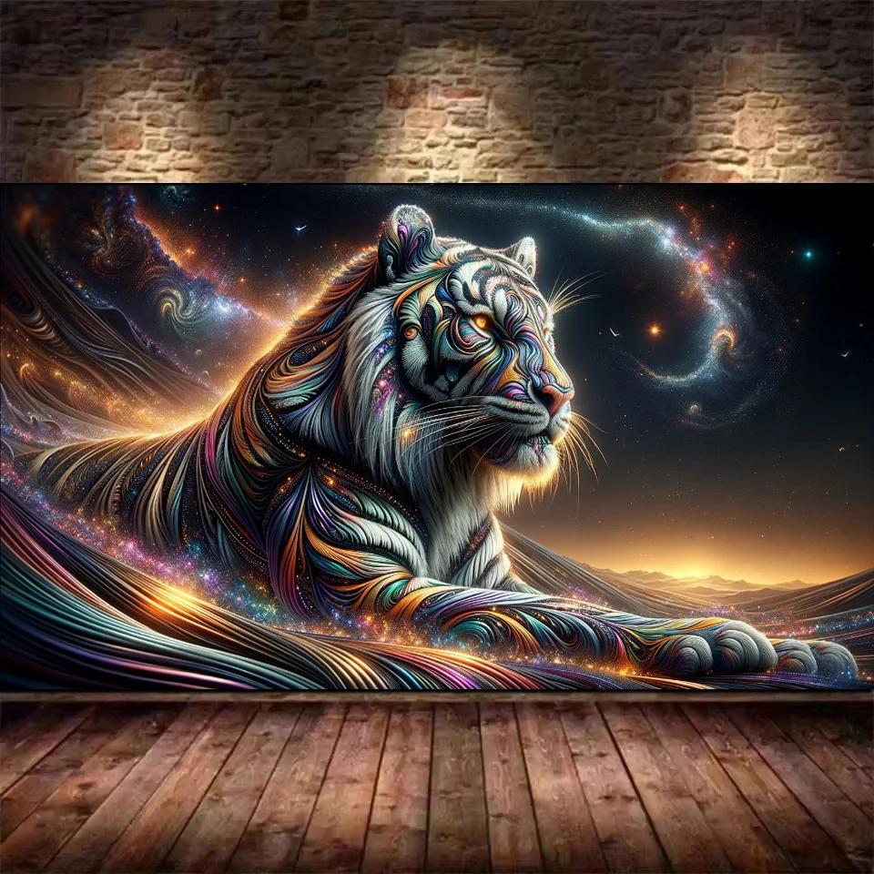 

Мистический Свирепый Тигр, Лев, Леопард Большая 5D DIY Алмазная Живопись Вышивка Крестом Облака Пейзаж Полная Мозаика Алмазная Вышивка Full Round 50x100CM