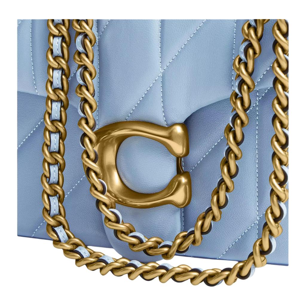 Coach Tabby 26 Quilted Chain Strap Napa Leather Shoulder Bag Medium Women shoulder bag Bellflower-Blue CP150-B4PUB