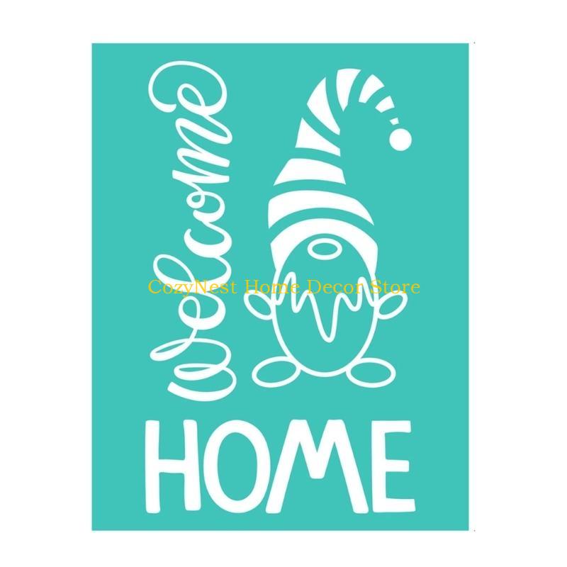 92MF Self-Adhesive Silk Screen Printing Stencil Christmas Gnome Reusable Mesh Stencil Transfer Washable for DIY Painting Silk