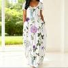 Women Loose Fitting Round Neck Dress Short Sleeve Plus Size Apparel For Summer Casual Daily Activities