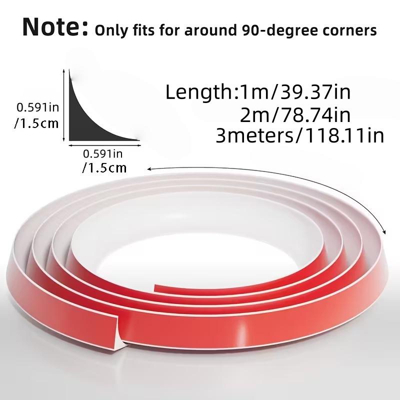 1PC 3/2/1M Quarter Round Molding Trim Peel and Stick Caulk Strip Flexible Shower Threshold Bathroom/Kitchen Countertop
