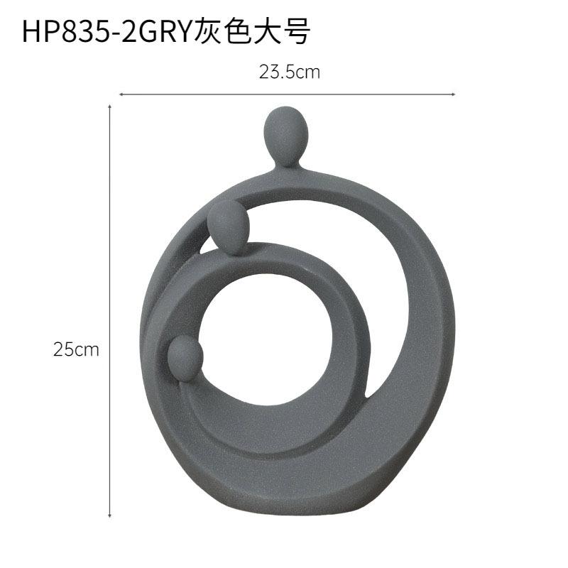 Ceramic Handicraft A Family of Three Abstract Family Sculpture Circular Geometric Ornaments Home Decoration Accessories