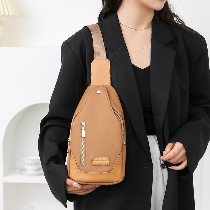 Patchwork Crossbody Bag Women's Chest Bag Nylon Shoulder Bag