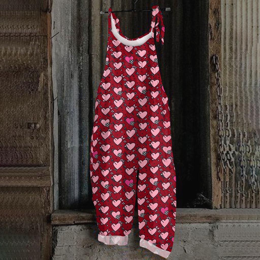 Women's Jumpsuit Christmas Print  Casual Loose Vintage Shoulder Strap Cotton Linen