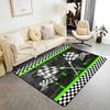 Erosebridal Racing Flag Non Slip Rug 3x5 for Boys Men,Race Car Theme Area Rug,Yellow Glowing Checkered Indoor Floor Mat,Black White Plaid Gr