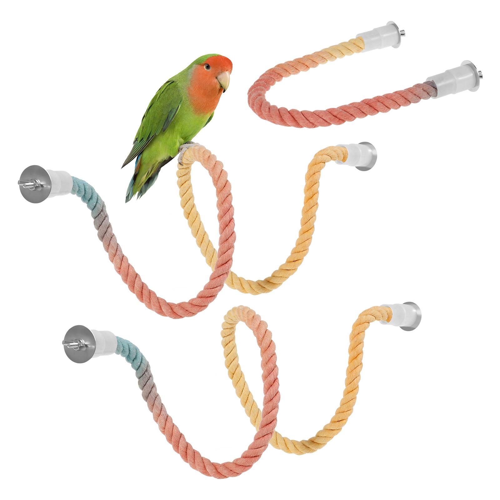3 Pcs Gradient Bird Rope Perch Stand Bendable Bird Cage Climbing Rope Toy for Parrot Canaries Budgies Parakeets