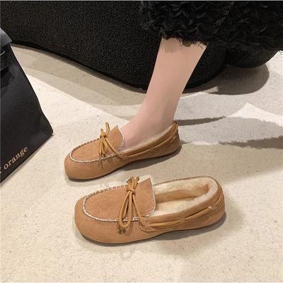 Doudou Shoes Women's Autumn and Winter Velvet 2025 New Fur Integrated Versatile Flat Bottom Thick Sole One Pedal Hairy Ladyshoes Women