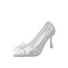 Fashion 35-43 Size Plus High Heels for Women 41 New Versatile Slim Heel Temperament Pointed Bow Single Shoes 42 Work Shoes