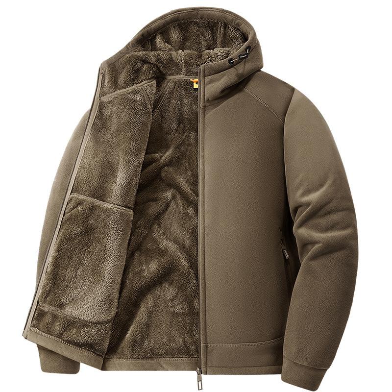 Winter fleece clothes men's and women's autumn and winter new hooded cardigan jacket thickened fleece thermal jacket hooded