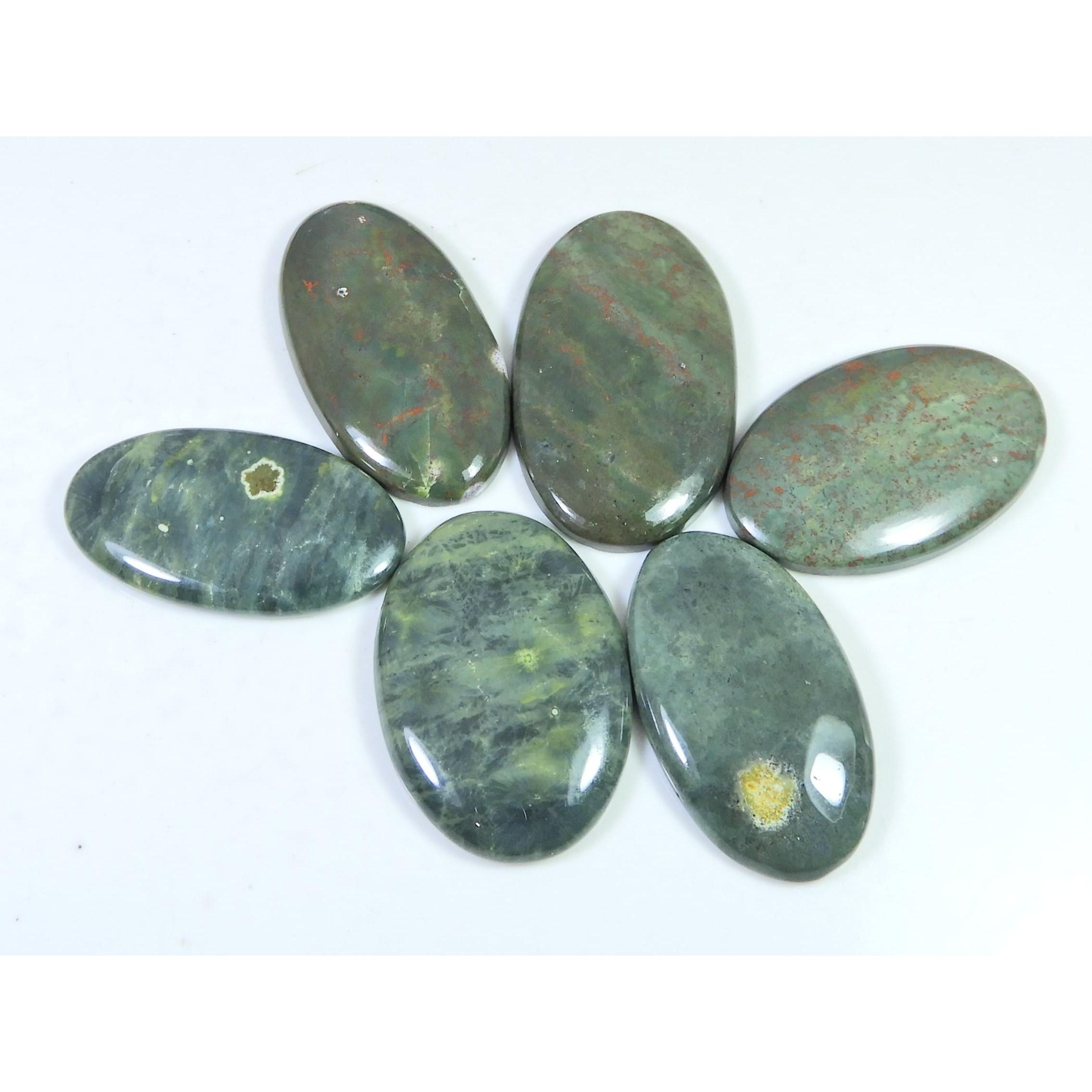 252Cts. Natural Ocean Jasper Oval Shape Cabochon Loose Gemstone 06 Pcs Lot C-1851