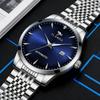 Automatic Self-Wind Men's Watch Luxury Business Dress Watches with Date Display Steel Bracelet Waterproof Luminous Hands