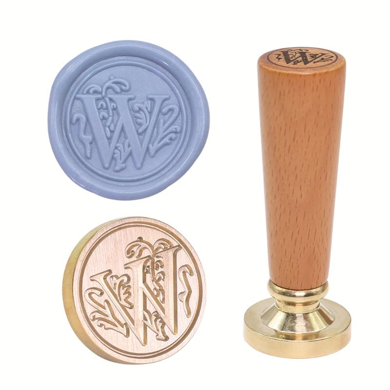 Customizable Sealing Stamp Brass Head and Beechwood Handle Vintaged Steal for Letters and Gifts