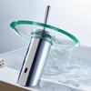 Waterfall Bathroom Sink Faucet 1 Handle Single Hole Glass Basin Tap Water Switch