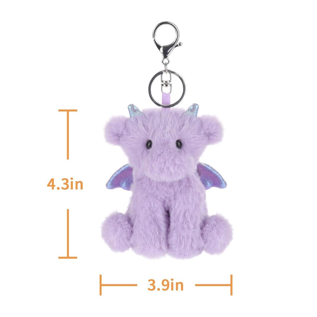 Apricot Lamb Purple Dragon Cute Soft Keychain Plush Toy, Perfect for Boys and Girls, Fits Kids Backpacks and Purses, 10cm
