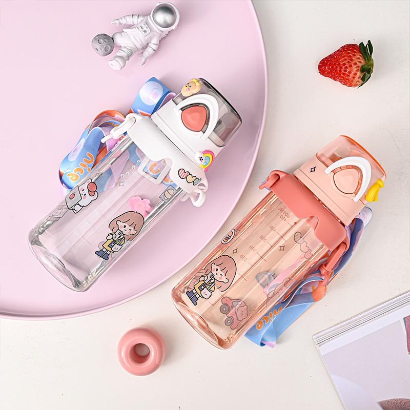 Diagonal Sports Plastic Water Cup Portable Beautiful Outdoor Cute Leakproof