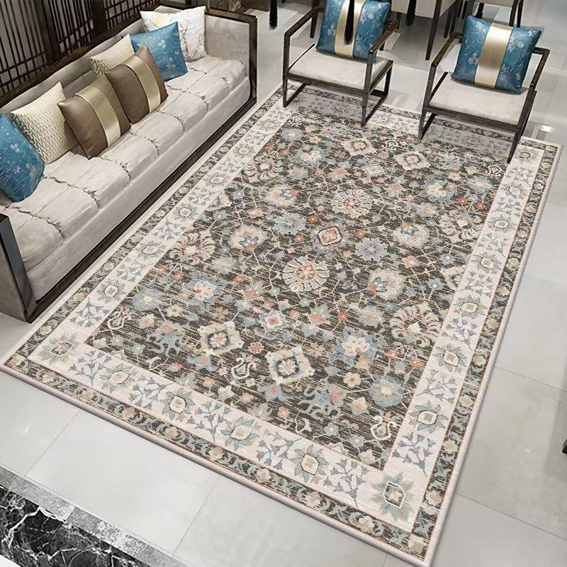 Boho Vintage Ethnic Area Rug – Handmade Style Carpet for Living Room Sofa Bedroom, Non-Slip Floor Mat