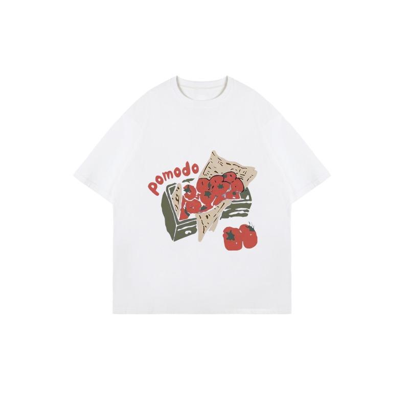 Oversized T Shirt Black Pomodoro Tomato Print And Text Casual Wear For Women Summer Outfit Streetwear Fashion Trendy Top