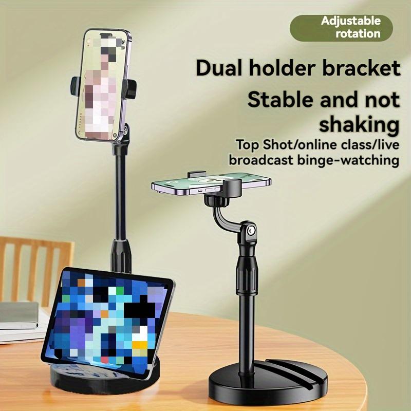 1pc  Adjustable Height Phone Stand, Dual Slot Multifunctional Live Streaming Stand, Waterproof Flexible Arm Desktop Stand