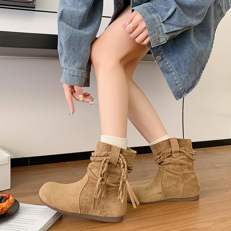 Retro Versatile Pile Boots Short Boots Women's 2025 Autumn and Winter New Simple Commuter Fashion Martin Boots Fashion Boots Tide