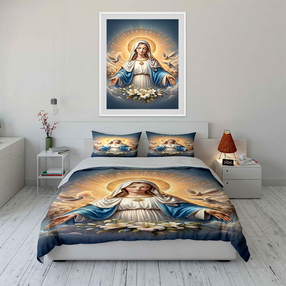 Halo, doves, lilies, robe. Bedding sets Duvet cover sets Duvet covers Pillowcases(1 * Duvet Cover 2 * Pillowcases without duvet insert)