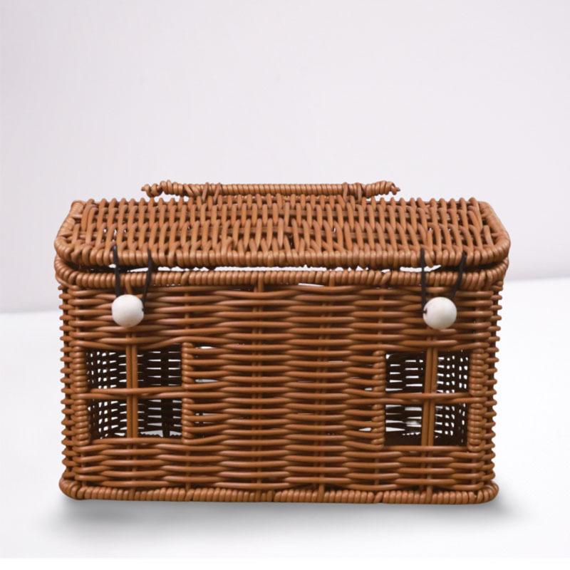 Multifunctional Wicker Storage Basket PP Woven Rustic Snack Box Organizer for Kitchen Living Room Wedding Party Decor