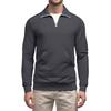 Men's Casual Long-Sleeved Collared Quarter-Zip Sweatshirt