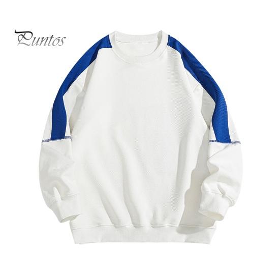 

Мужская осенне-зимняя толстовка с круглым вырезом, цветной спортивный топ с эластичными манжетами и подолом, свободный крой, унисекс, одежда для фитнеса M белый