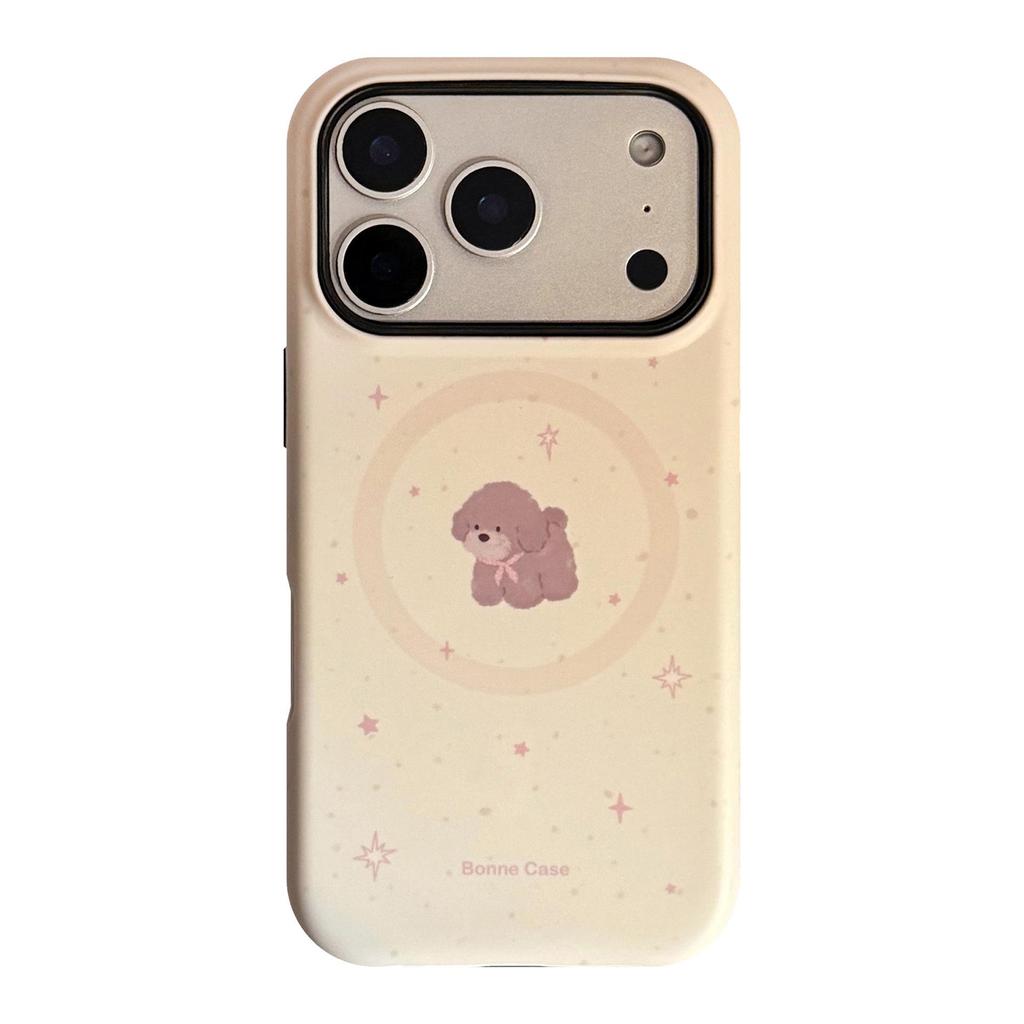 Creamy Teddy Magnetic Stand Case for iPhone 17/15 Pro Max/16 Film/14 Frosted