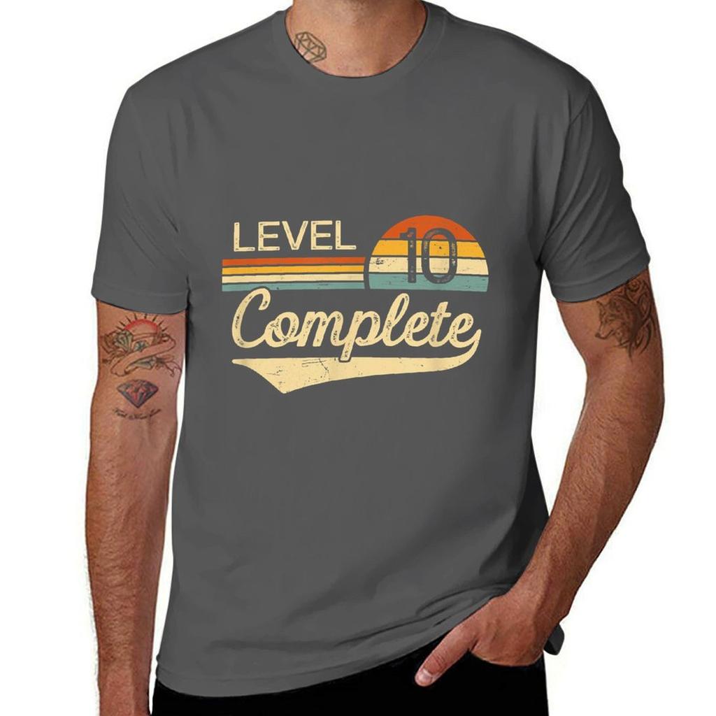 Level 10 Complete 10 Year Wedding Anniversary Gift Him Her Tshirt Daily Wear Plain Short Sleeve Shirt Tshirt