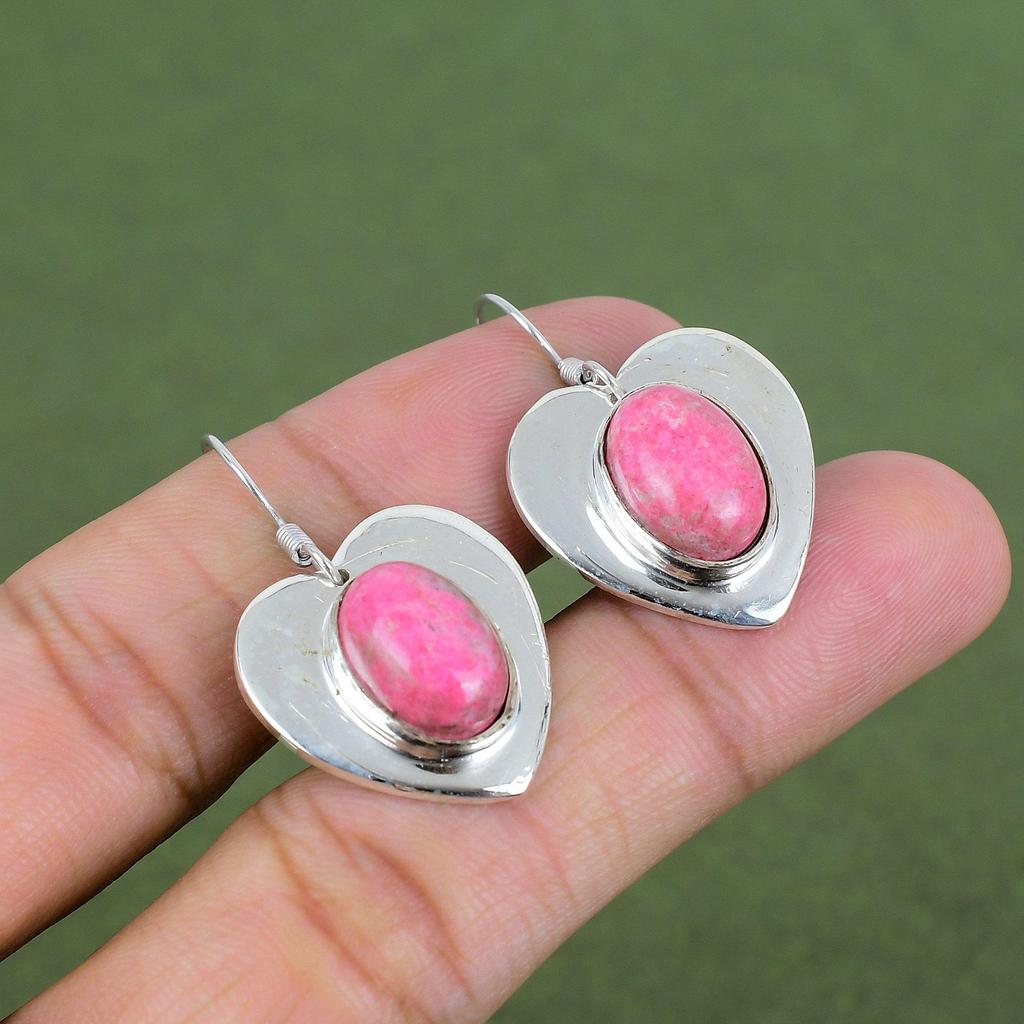 Thulite Earring 925 Sterling Silver Earring Unique Earrings Thulite Gemstone Jewelry Latest Design Earring Handmade Jewelry Gifts For Friend