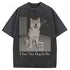 Funny Smoking Dog Cooking Tshrit Vintage Washed Tshirt S Oversized Loose Cotton Harajuku Tee Shirts Casual Streetwear Unisex