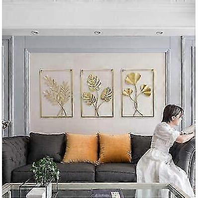 Wall Decoration. Made Of Metal. To Suspend. With The Pattern Of Golden Leaves.