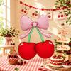 2pcs Set  Bowknot & Cherry Foil Balloons — Perfect for Birthdays, Summer Parties, Outdoor Picnics, and Cherry-Themed Events