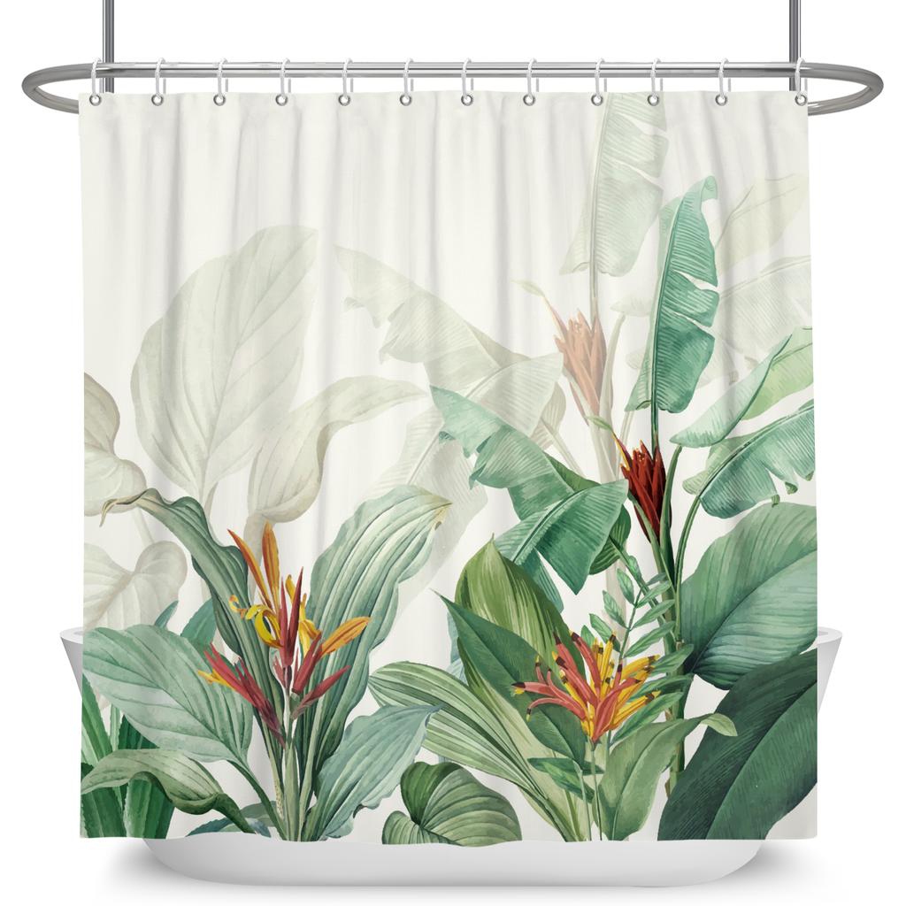 Watercolor Floral Shower Curtain Waterproof Easy To Clean Privacy Protection Print Botanical Design Elegant Bathroom Decor