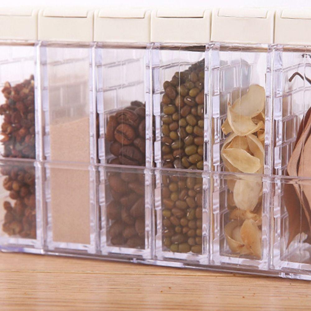 6 st/set 6-i-1 Kryddbehållarset Dubbelöppningslock med Bricka Kryddflaska Bärbar Plast Kryddburksset