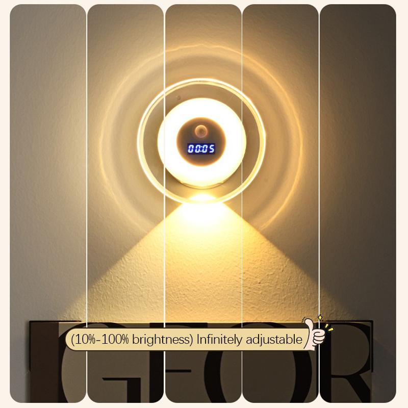 LED intelligent clock Night Lamps Wall Light Remote Contro Human Body Sensing spotlight Bedroom Bedside Charging Small Wall Lamp
