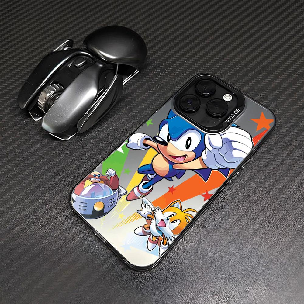 Cartoon Hedgehog S-Sonics Phone Case for Samsung Galaxy S26 S25 Edge S24 S23 S22 S21 FE S20 Ultra Plus 5G Colorful Silver Cover
