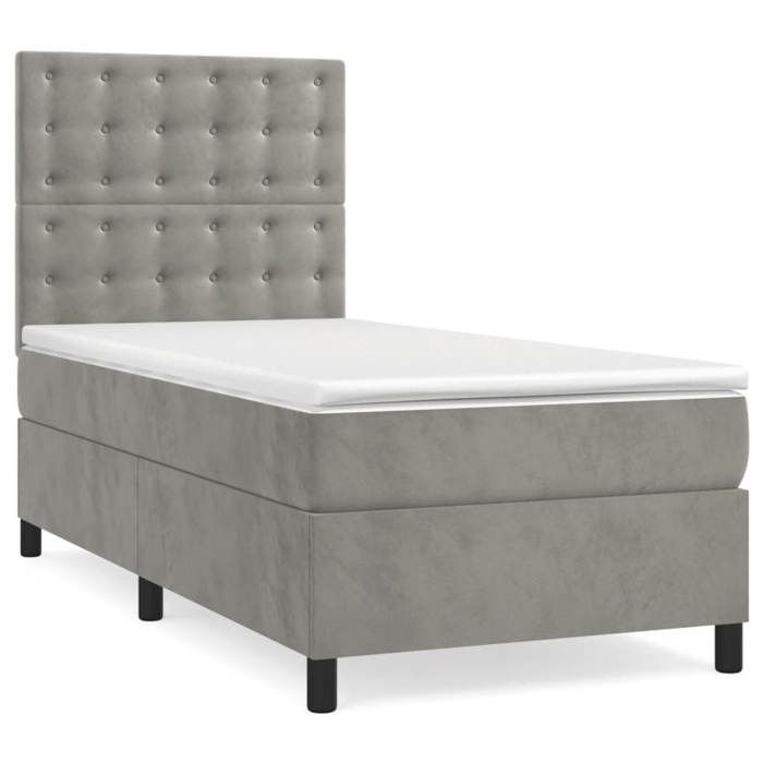 VidaXL Slatted Bed Base with Mattress and LED, Upholstered Bed, Single Bed, Adult Bed for Interior Bedroom, 3136347