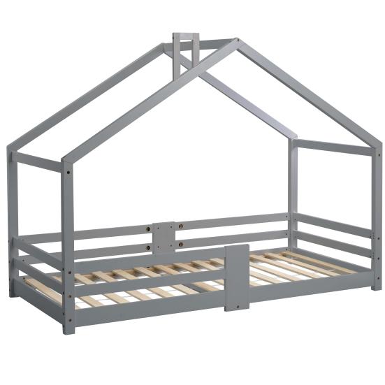 Single Bedstead Smooth Surface Mildew-proof Fence Design Sturdy Construction Good Load-bearing Wooden Anti-fall Modern Bed Bedroom Furniture for Kids