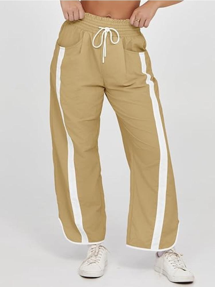 Men's Casual Wide Leg Pants with Side Stripes and Drawstring Waist In Multiple Colors